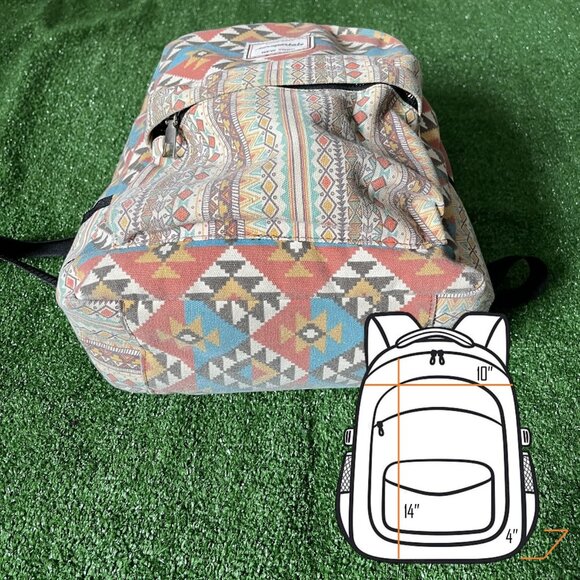 Aeropostale Geometric Pattern Bohemian Style Pockets Medium Backpack Bookbag - Picture 15 of 15